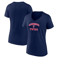 Women's Navy Minnesota Twins Heart & Soul V-Neck T-Shirt
