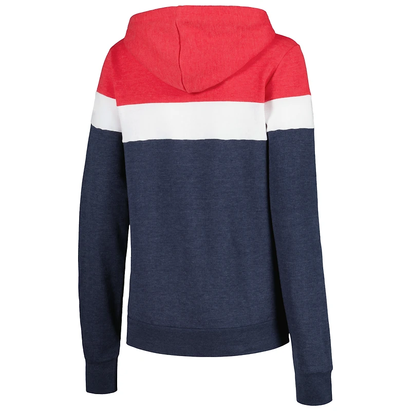 Veste à capuche et fermeture éclair pleine longueur Minnesota Twins colorblock New Era pour femme, bleu marine chiné