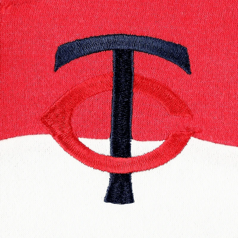 Veste à capuche et fermeture éclair pleine longueur Minnesota Twins colorblock New Era pour femme, bleu marine chiné