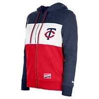 Women's New Era Navy Minnesota Twins Color Block Full-Zip Hoodie Jacket
