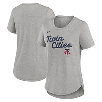 T-shirt Nike gris chiné pour femme avec inscription Tri-Blend des Minnesota Twins