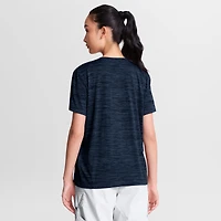 T-shirt Nike Dri-FIT Velocity de la collection Authentic des Minnesota Twins, bleu marine, pour femme, logo alternatif.