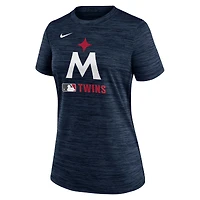 Women's Nike Navy Minnesota Twins Authentic Collection Alternate Logo Velocity Dri-FIT T-Shirt