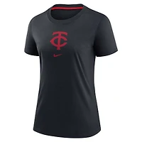 T-shirt Nike bleu marine pour femme Minnesota Twins Authentic Collection Early Work Tri-Blend