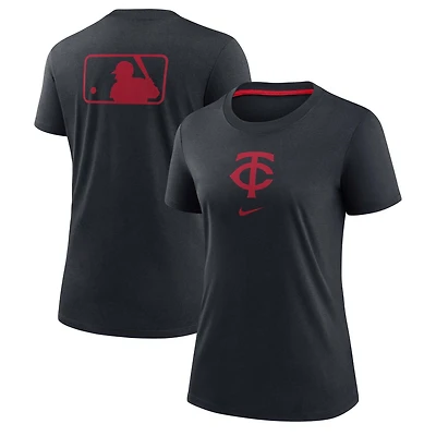 T-shirt Nike bleu marine pour femme Minnesota Twins Authentic Collection Early Work Tri-Blend