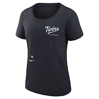 T-shirt à encolure dégagée Performance Authentic Collection Nike pour femmes, bleu marine, Minnesota Twins