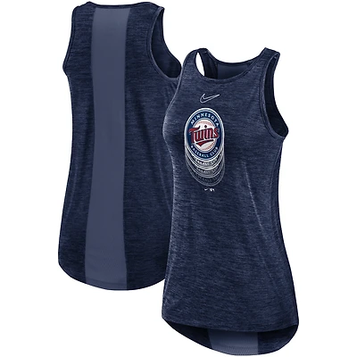 Débardeur de performance à col haut Nike pour femmes, bleu marine, Minnesota Twins, logo décoloré