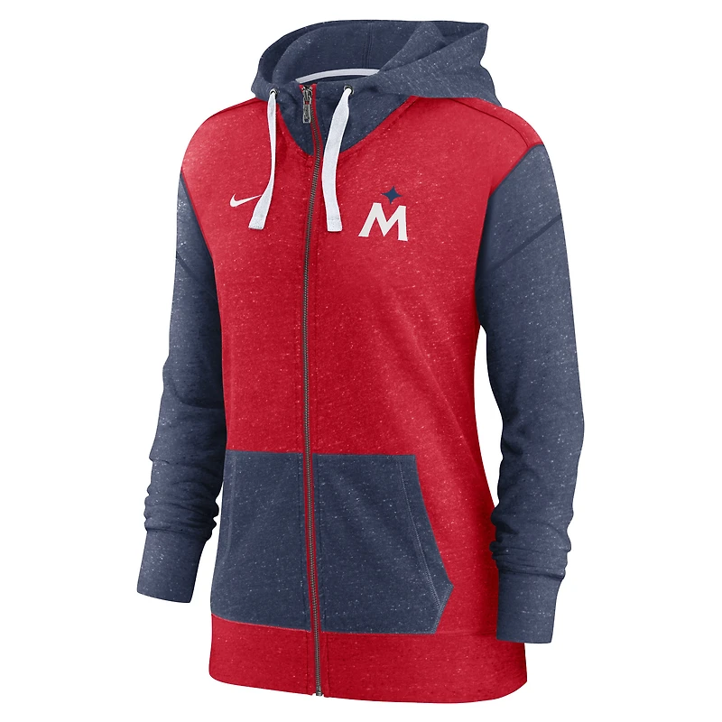 Sweat à capuche entièrement zippé Nike Minnesota Twins pour femme, rouge