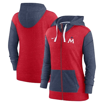 Sweat à capuche entièrement zippé Nike Minnesota Twins pour femme, rouge