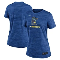 T-shirt Nike Royal Minnesota Twins Authentic Collection City Connect Velocity Dri-FIT pour femme