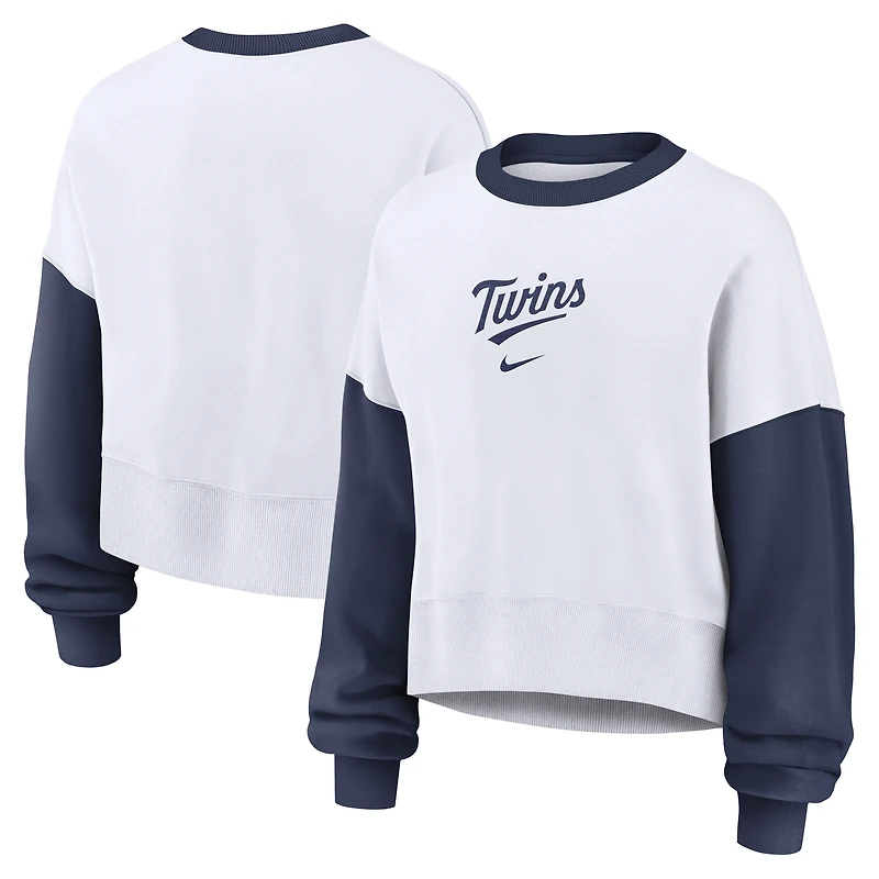 Sweat-shirt polaire oversize Nike blanc/marine Minnesota Twins pour femme
