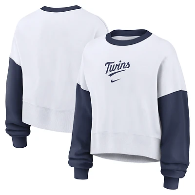 Sweat-shirt polaire oversize Nike blanc/marine Minnesota Twins pour femme