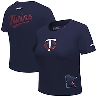 Women's Pro Standard  Navy Minnesota Twins Game Day Classics Baby Doll Cropped T-Shirt