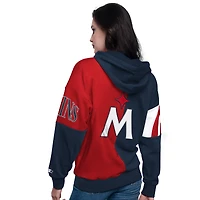 Women's Starter Navy/Red Minnesota Twins Curve Ball Full Zip Hoodie Sweatshirt