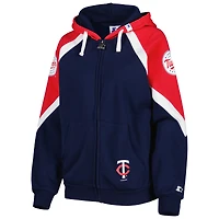 Sweat à capuche Starter bleu marine/rouge Minnesota Twins Hail Mary pour femme