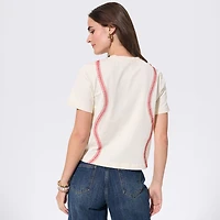 Women's Terez  Cream Minnesota Twins Sugar Swizzle Baseball Stitch T-Shirt