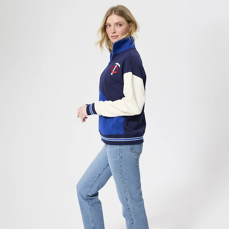 Pull à col zippé Terez bleu marine Minnesota Twins pour femme