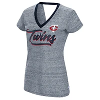 Women's Touch Navy Minnesota Twins Halftime Back Wrap Top V-Neck T-Shirt