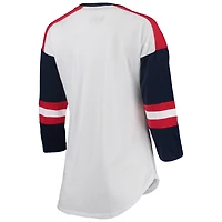 Women's Touch White/Red Minnesota Twins Base Runner 3/4-Sleeve V-Neck T-Shirt