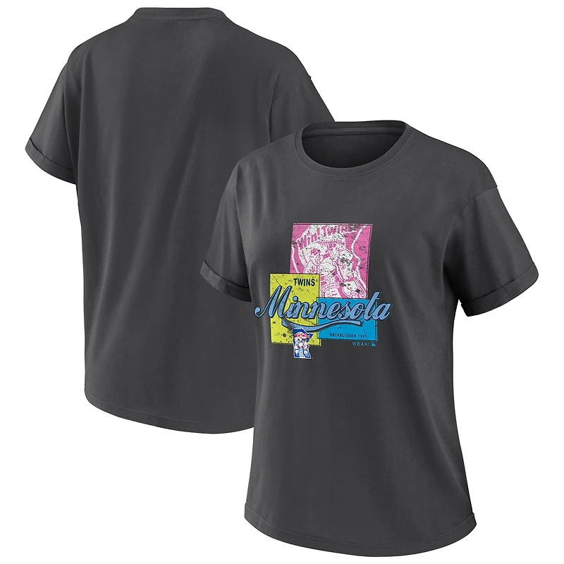 T-shirt boyfriend anthracite pour femme WEAR by Erin Andrews Minnesota Twins Domestic Box Color