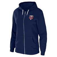 Women's WEAR by Erin Andrews Navy Minnesota Twins Sponge Fleece Full-Zip Hoodie