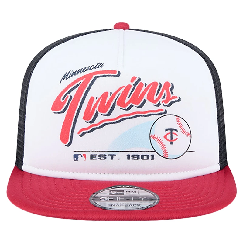 Youth New Era  White Minnesota Twins Retro 9FIFTY Snapback Hat