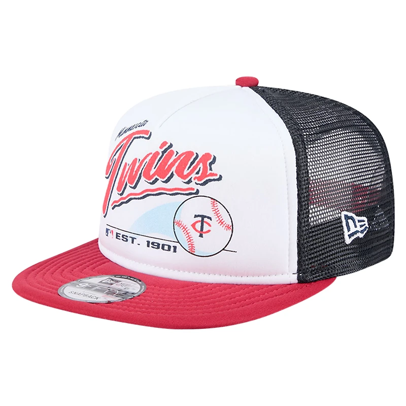 Youth New Era  White Minnesota Twins Retro 9FIFTY Snapback Hat