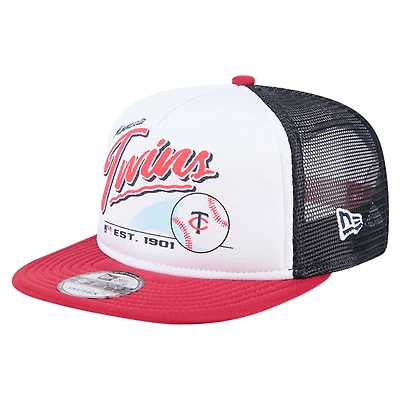 Youth New Era  White Minnesota Twins Retro 9FIFTY Snapback Hat