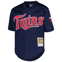 Maillot d'entraînement au bâton en maille pour jeunes Mitchell & Ness David Ortiz, marine, Minnesota Twins, collection Cooperstown