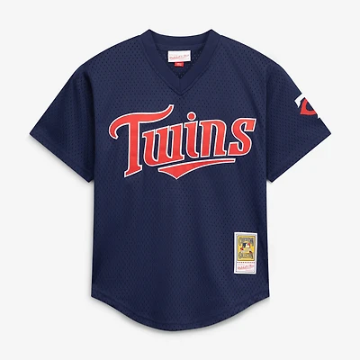 Maillot d'entraînement au bâton en maille pour jeunes Mitchell & Ness David Ortiz, marine, Minnesota Twins, collection Cooperstown