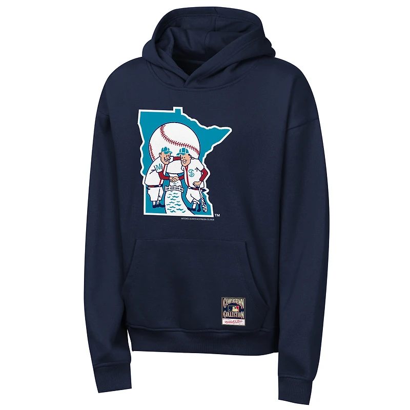 Youth Mitchell & Ness Navy Minnesota Twins Retro Logo Hoodie