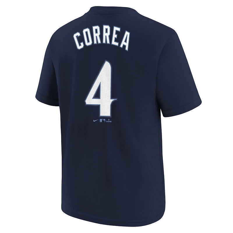 Youth Nike Carlos Correa Navy Minnesota Twins 2024 City Connect Name & Number T-Shirt