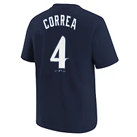Youth Nike Carlos Correa Navy Minnesota Twins 2024 City Connect Name & Number T-Shirt