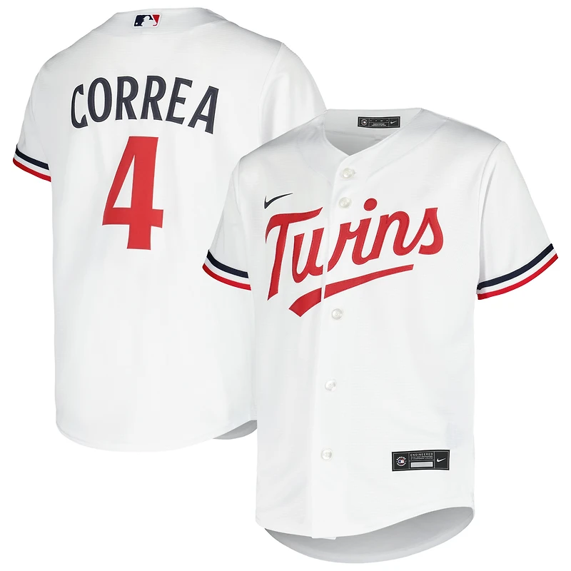 Maillot Nike Carlos Correa pour jeune, réplique alternative des Twins du Minnesota, blanc