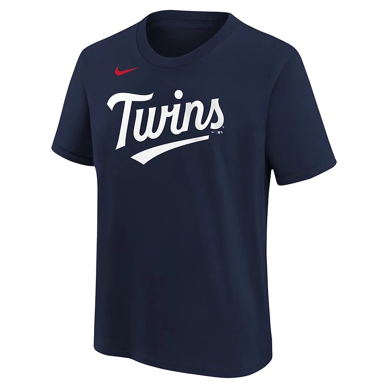 T-shirt avec nom et numéro pour jeunes Nike Edouard Julien, bleu marine, Minnesota Twins