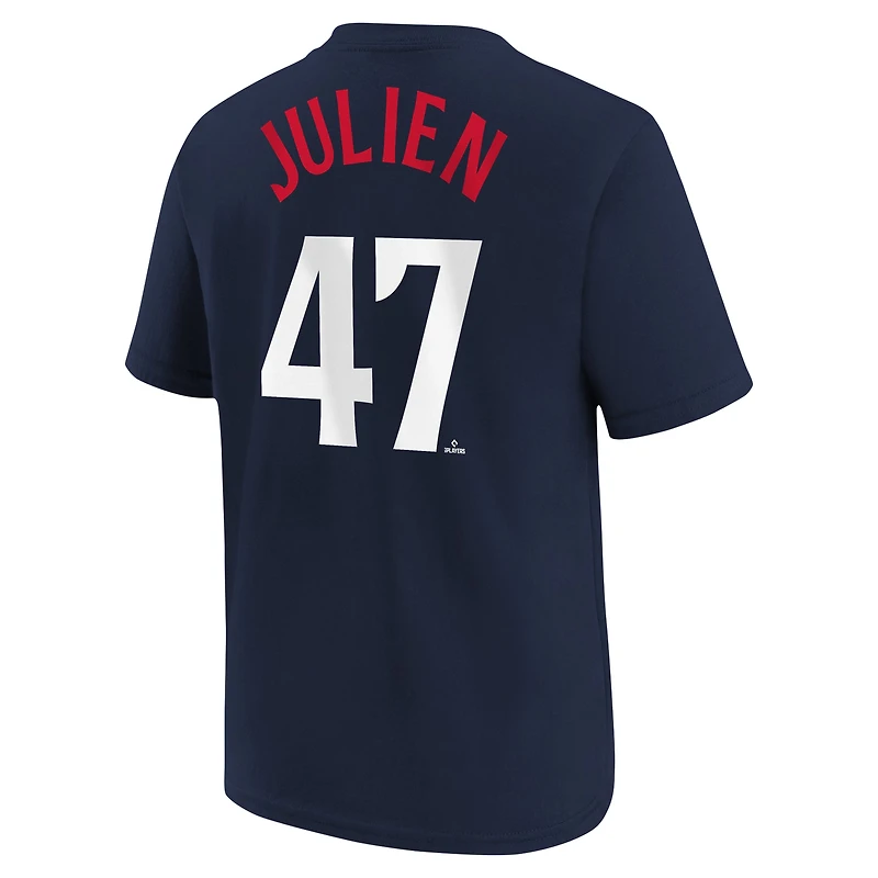 T-shirt avec nom et numéro pour jeunes Nike Edouard Julien, bleu marine, Minnesota Twins