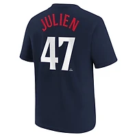 T-shirt avec nom et numéro pour jeunes Nike Edouard Julien, bleu marine, Minnesota Twins