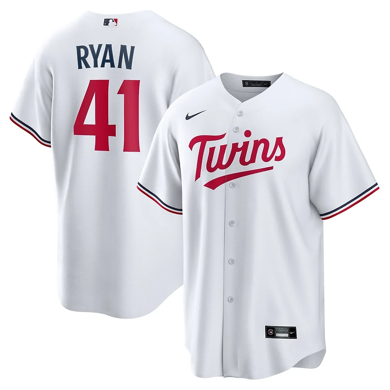 Maillot Nike Joe Ryan blanc pour jeune, réplique domicile des Twins du Minnesota