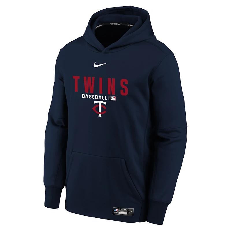 Youth Nike Navy Minnesota Twins Authentic Collection Therma-FIT Hoodie