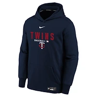 Youth Nike Navy Minnesota Twins Authentic Collection Therma-FIT Hoodie