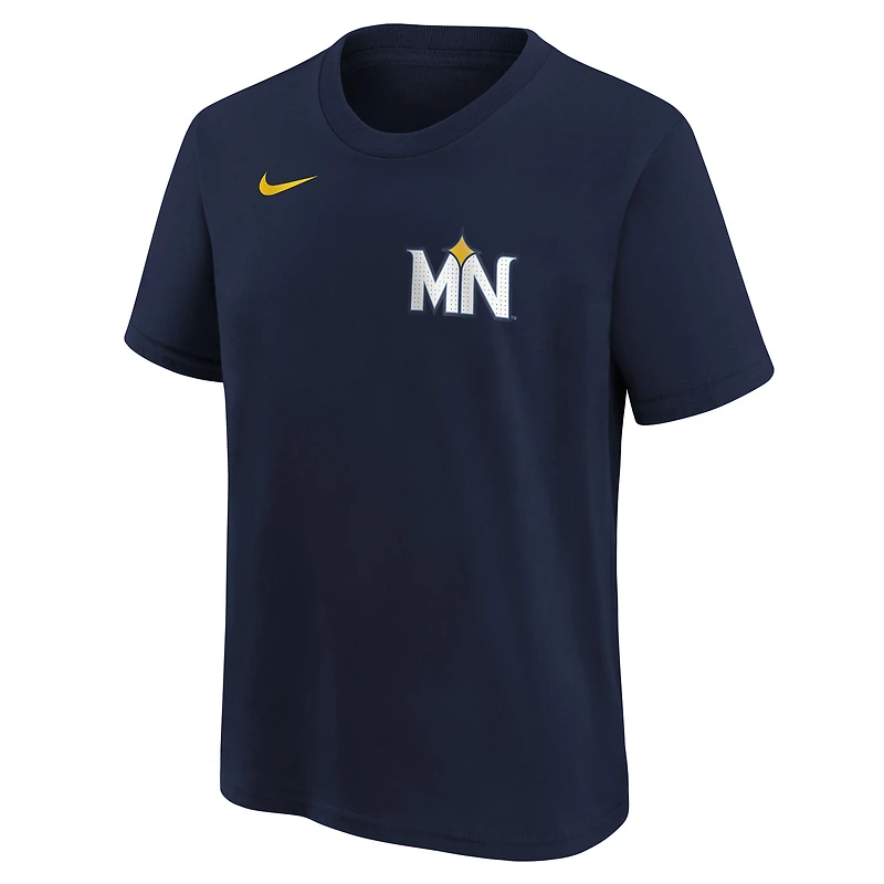 Youth Nike Royce Lewis Navy Minnesota Twins Fuse City Connect Name & Number T-Shirt
