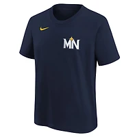 Youth Nike Royce Lewis Navy Minnesota Twins Fuse City Connect Name & Number T-Shirt