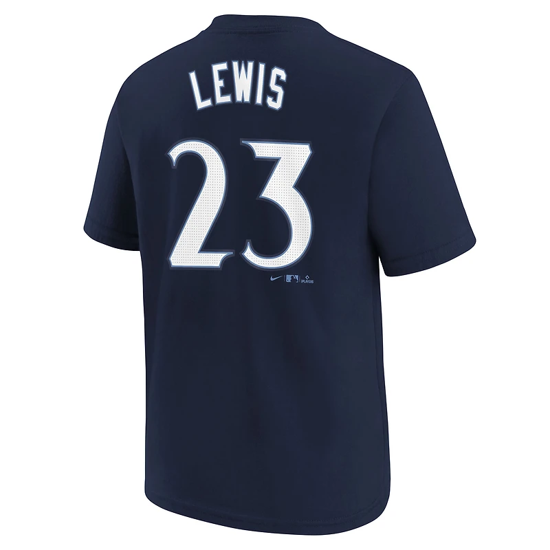 T-shirt Nike Royce Lewis bleu marine pour jeune, Minnesota Twins Fuse City Connect, nom et numéro