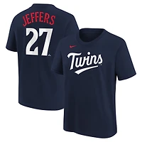 T-shirt avec nom et numéro Nike Ryan Jeffers pour jeunes Minnesota Twins, bleu marine