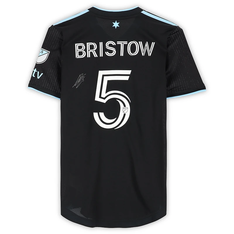 Maillot noir dédicacé #5 du Minnesota United FC par Ethan Bristow lors de la saison 2023 de la MLS