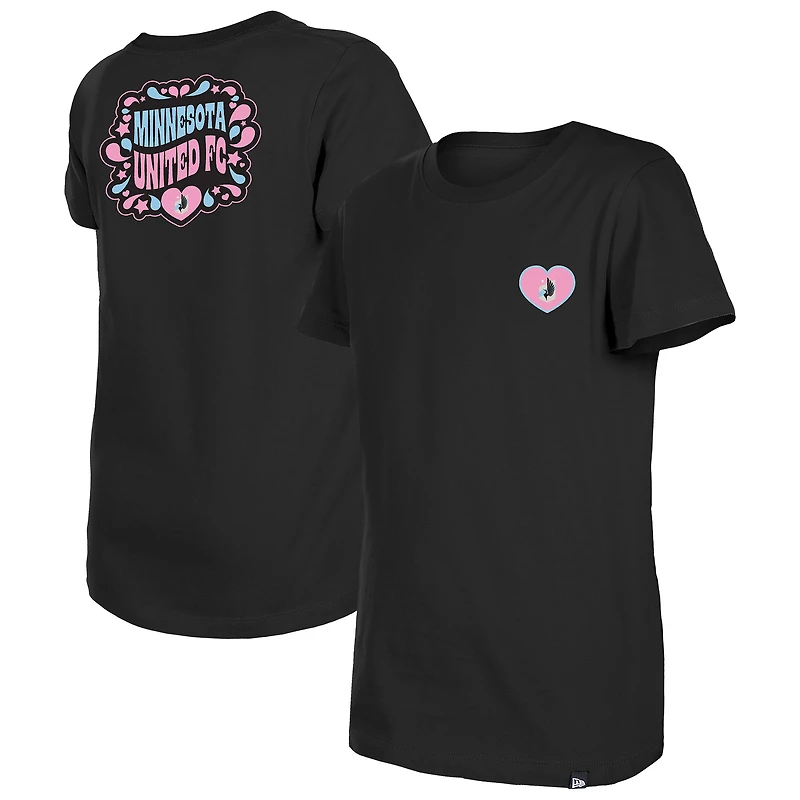 T-shirt noir Minnesota United FC Bubble Heart pour fille New Era Youth