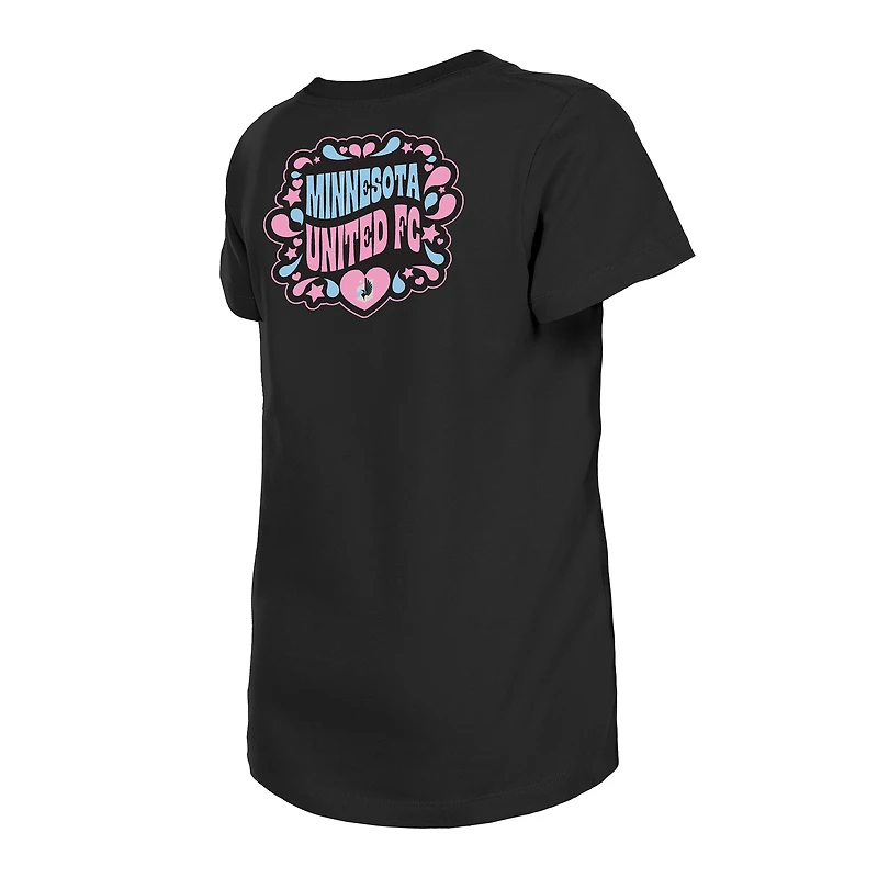 T-shirt noir Minnesota United FC Bubble Heart pour fille New Era Youth