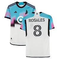 Maillot adidas blanc dédicacé par Joseph Rosales du Minnesota United FC, numéro 8, utilisé lors du match de la saison 2024 de la MLS - Taille S