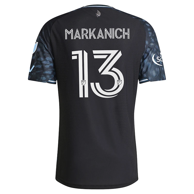 Maillot authentique adidas Anthony Markanich Minnesota United FC 2026 The Decade Kit pour homme, avec patch sur le terrain