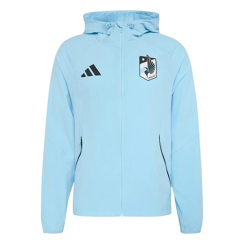 Men's adidas Light Blue Minnesota United FC Tiro Travel Full-Zip Hooded Windbreaker